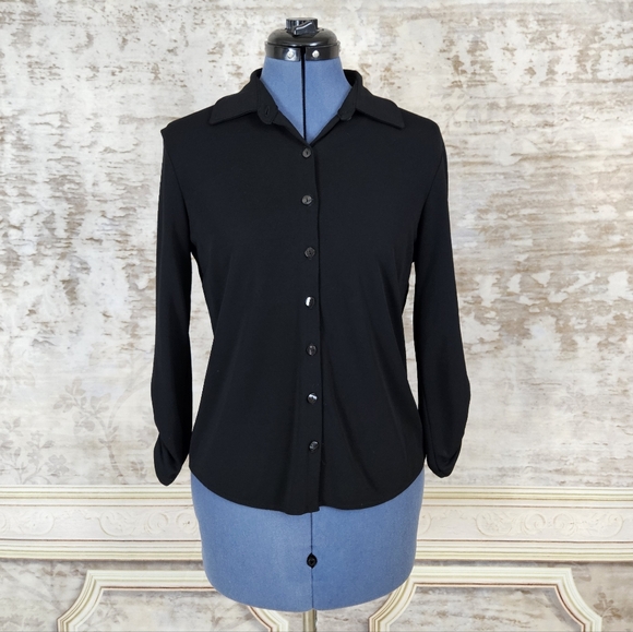 J. Jill Tops - Vintage 90s Grunge Button Up Shirt Black XS Stretchy Y2K Whimisgoth 1990s 2000s